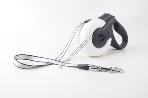 FIDA MARS 5 м до 15 кг рулетка для собак мелких пород лента бело-черная