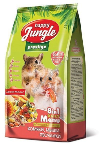 HAPPY JUNGLE Престиж 500 г корм для хомяков мышей песчанок 