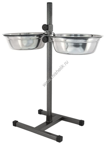 HOMEPET D 26 см 2 х 2,5 л до 60 см металлическая регулируемая подставка с мисками для домашних животных шагрень